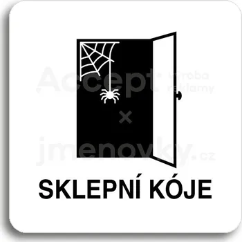Informační tabulka Bílý piktogram "sklepní kóje III" s černým textem bez rámečku -