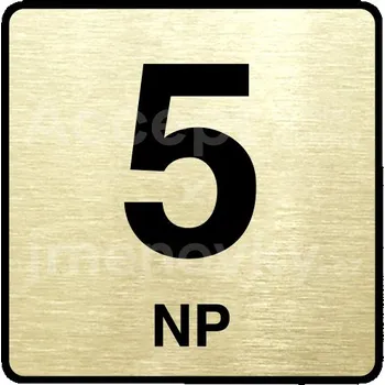 Informační tabulka Zlatý piktogram "5 NP" s černým&nbsp;textem a rámečkem&nbsp;-