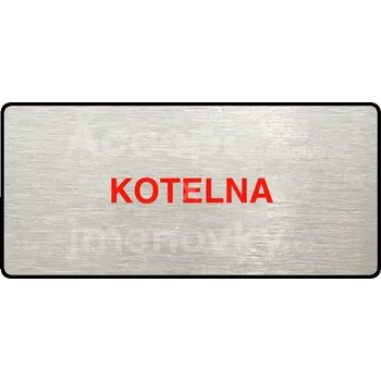 Informační tabulka Stříbrný piktogram "KOTELNA" s červeným textem a rámečkem -