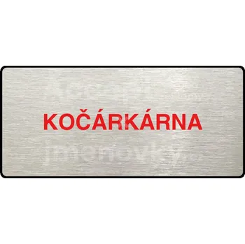 Informační tabulka Stříbrný&nbsp;piktogram "KOČÁRKÁRNA" s červeným textem a rámečkem&nbsp;-