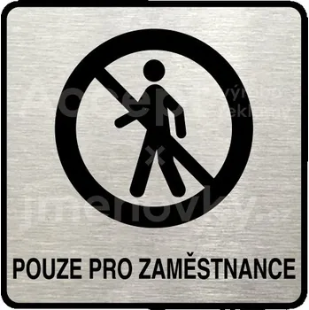 Informační tabulka Stříbrný piktogram "pouze pro zaměstnance II" s černým&nbsp;textem a rámečkem&nbsp;-