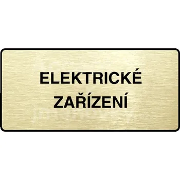 Informační tabulka Zlatý piktogram "ELEKTRICKÉ ZAŘÍZENÍ" s černým&nbsp;textem a rámečkem&nbsp;-