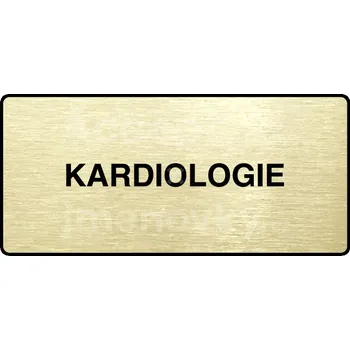 Informační tabulka Zlatý piktogram "KARDIOLOGIE" s černým&nbsp;textem a rámečkem&nbsp;-