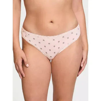 Kalhotky Victoria's Secret dámské kalhotky Bikini s krajkou růžové XL