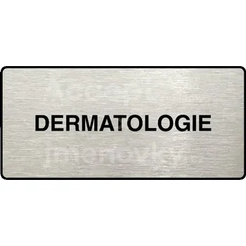 Informační tabulka Stříbrný piktogram "DERMATOLOGIE" s černým&nbsp;textem a rámečkem&nbsp;-