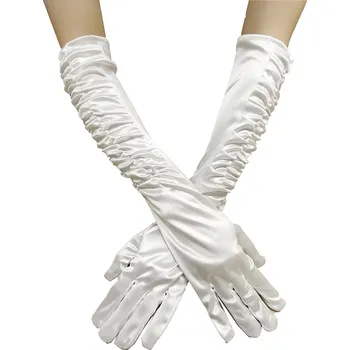 Rukavice Dlouhé nařasené rukavice - bílé