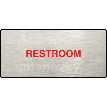 Značení Stříbrný&nbsp;piktogram "RESTROOM II" s červeným textem a rámečkem&nbsp;-