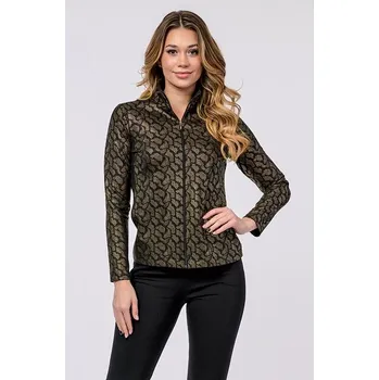 Dámský kabát Kratší černozlatý dámský kabátek na zip 7634 velikost XL