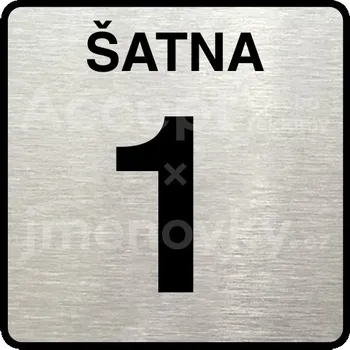 Informační tabulka Stříbrný piktogram "šatna 1" s černým&nbsp;textem a rámečkem&nbsp;-