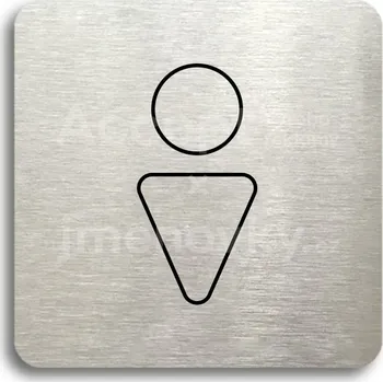 Informační tabulka Stříbrný piktogram "WC muži III" s černým textem bez rámečku - 80 x 80 mm