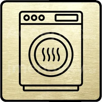 Informační tabulka Zlatý piktogram "sušárna III" s černým textem a rámečkem -