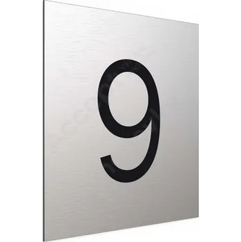 Informační tabulka Označení podlaží - číslo "9" (300 x 300 mm) - stříbrná tabulka - černý popis