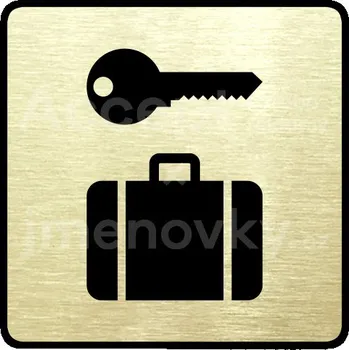 Informační tabulka Zlatý piktogram "úschovna zavazadel II" s černým&nbsp;textem a rámečkem&nbsp;-