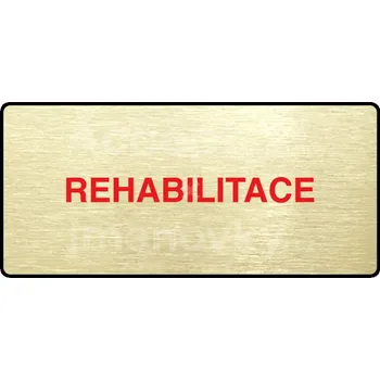 Značení Zlatý&nbsp;piktogram "REHABILITACE" s červeným textem a rámečkem&nbsp;-