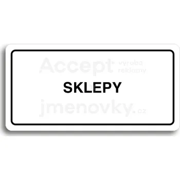 Značení Bílý piktogram "SKLEPY" s černým textem a rámečkem&nbsp;-
