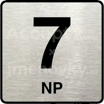 Značení Stříbrný piktogram "7 NP" s černým textem a rámečkem - 80 x 80 mm