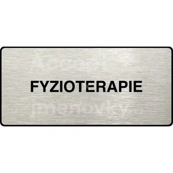Informační tabulka Stříbrný piktogram "FYZIOTERAPIE" s černým&nbsp;textem a rámečkem&nbsp;-