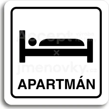 Informační tabulka Bílý piktogram "apartmán II" s černým textem a rámečkem -