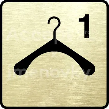 Informační tabulka Zlatý piktogram "šatna 1 III" s černým&nbsp;textem a rámečkem&nbsp;-