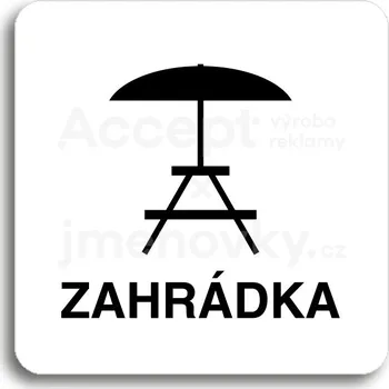 Informační tabulka Bílý piktogram "zahrádka III" s černým textem bez rámečku&nbsp;-