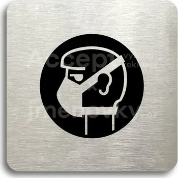 Informační tabulka Stříbrný piktogram "rouška" s černým&nbsp;textem bez rámečku -