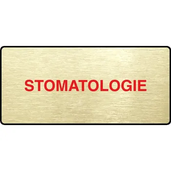 Informační tabulka Zlatý&nbsp;piktogram "STOMATOLOGIE" s červeným textem a rámečkem&nbsp;-