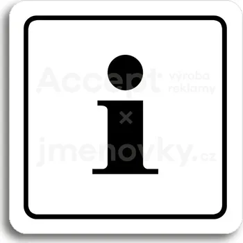 Informační tabulka Bílý piktogram "informace" s černým textem a rámečkem&nbsp;-