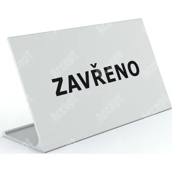 Jmenovka na stůl Informační stojánek D-62 "ZAVŘENO" - stříbrná