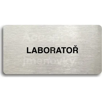 Informační tabulka Stříbrný piktogram "LABORATOŘ" s černým&nbsp;textem bez rámečku -