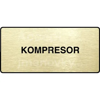 Informační tabulka Zlatý piktogram "KOMPRESOR" s černým&nbsp;textem a rámečkem&nbsp;-