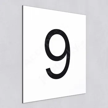 Informační tabulka Označení podlaží - číslo "9" (300 x 300 mm) - bílá tabulka - černý popis