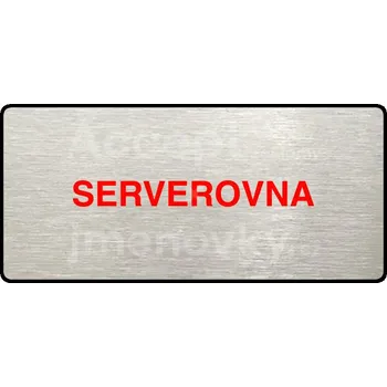 Informační tabulka Stříbrný&nbsp;piktogram "SERVEROVNA" s červeným textem a rámečkem&nbsp;-