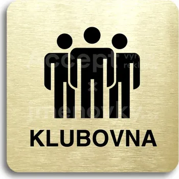 Informační tabulka Zlatý piktogram "klubovna II" s černým&nbsp;textem bez rámečku&nbsp;-