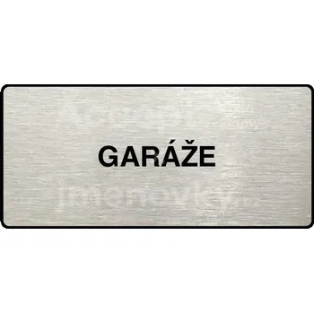 Informační tabulka Stříbrný piktogram "GARÁŽE" s černým&nbsp;textem a rámečkem&nbsp;-