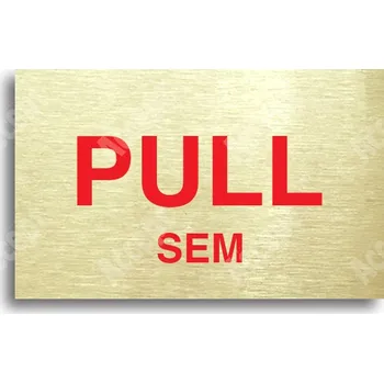 Informační tabulka Zlatý piktogram "SEM - TAM - typ 18" s červeným textem bez rámečku - 80 x 50 mm