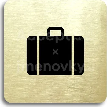 Informační tabulka Zlatý piktogram "úschovna zavazadel" s černým textem bez rámečku -