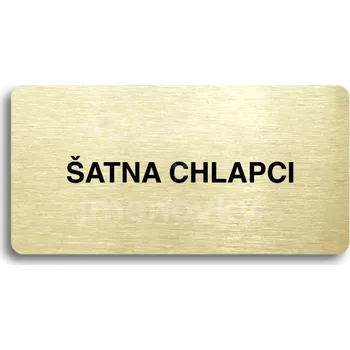 Informační tabulka Zlatý piktogram "ŠATNA CHLAPCI" s černým&nbsp;textem bez rámečku&nbsp;-