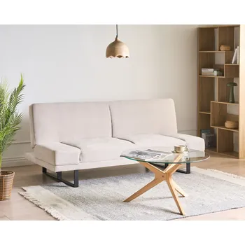 Pohovka Rozkládací pohovka světle béžová žinylkové čalounění 2místná kovové nohy nastavitelné područky moderní styl obývací pokoj Beliani