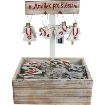 Vánoční dekorace Dřevění andělé na stromeček v boxu, 72 ks D7460