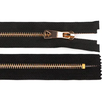 Galanterie Kovový zip No 5 délka 25 cm s ozdobným jezdcem Balení: 1 ks, Varianta: 2 černá zlatá - 8596475686273