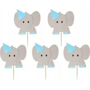 Party dekorace Zapichovací dekorace na muffiny Godan sloni 10 cm x 10 ks