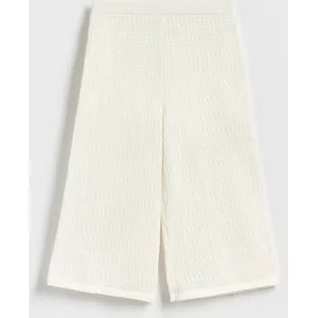 Dívčí svetr Reserved - Ažurové kalhoty culottes - krémová - 256DB-01X - 256DB-01X-122