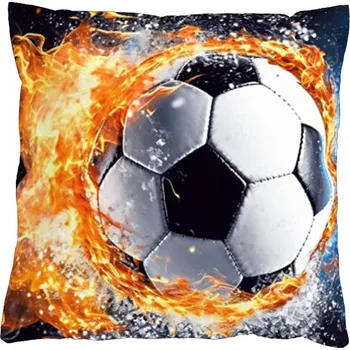 Povlak na dekorativní polštářek Povlak na polštář 40x40 na zip velur - Fotbalový míč