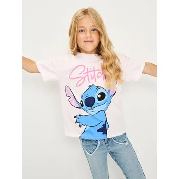 Dívčí tričko Sinsay - Tričko Stitch - pastelová růžová - 077IL-03X - 077IL-03X-98