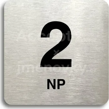 Značení Stříbrný piktogram "2 NP" s černým textem bez rámečku -