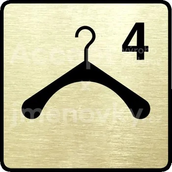 Informační tabulka Zlatý piktogram "šatna 4 III" s černým textem a rámečkem - 80 x 80 mm