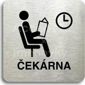 Informační tabulka Stříbrný piktogram "čekárna II" s černým textem bez rámečku -
