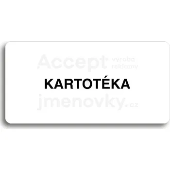 Značení Bílý piktogram "KARTOTÉKA" s černým textem bez rámečku -