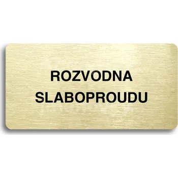 Informační tabulka Zlatý piktogram "ROZVODNA SLABOPROUDU" s černým&nbsp;textem bez rámečku&nbsp;-