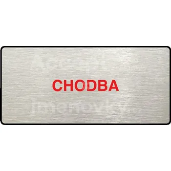Informační tabulka Stříbrný&nbsp;piktogram "CHODBA" s červeným textem a rámečkem&nbsp;-
